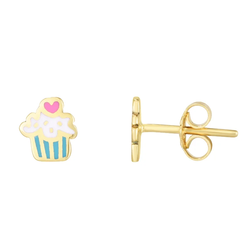 Best hoop earrings with sparkling cubic zirconia for a brilliant, budget-friendly effect-14K Cupcake Enamel Earrings