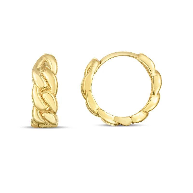 Best hoop earrings with gemstone accents for a colorful and elegant appearance-14K Curb Huggie Hoops