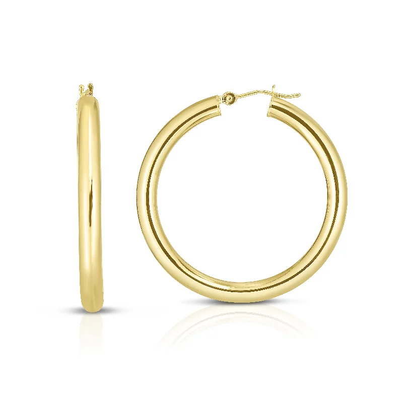 Hoop earrings with dangling charms for a playful and fun look-14K Gold 4x40mm Hoops