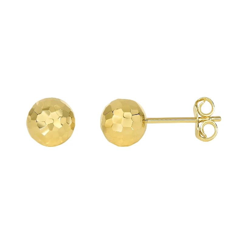 Hoop earrings with a matte finish for a sleek and sophisticated appearance-14K Gold 7mm Diamond Cut Post Earring