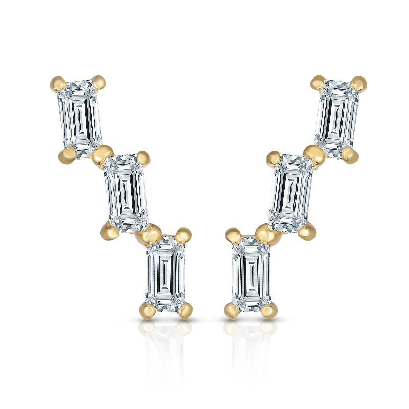 Best hoop earrings with baroque pearls for a luxurious and elegant vibe-14K Gold Baguette Ear Climber