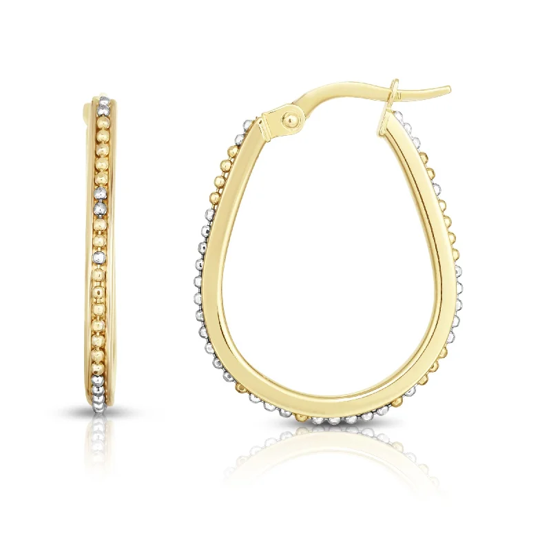 Hoop earrings with rhinestone embellishments for a glamorous and sparkling look-14K Gold Bead Design Hoop Earring