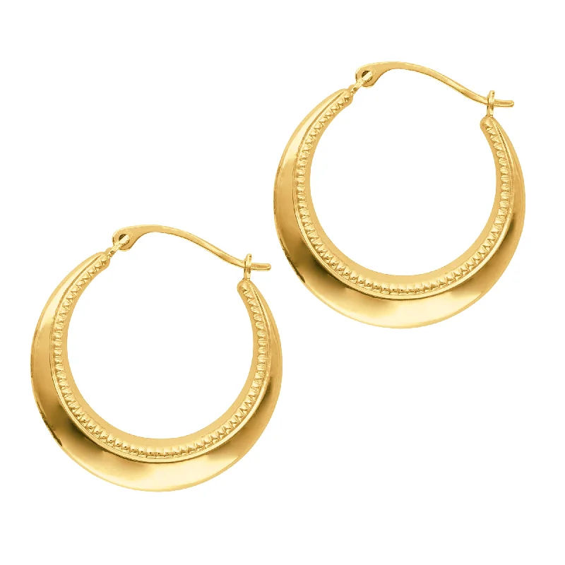 Best hoop earrings with geometric shapes for a modern and artistic appeal-14K Gold Bead Detail Back to Back Hoop Earring