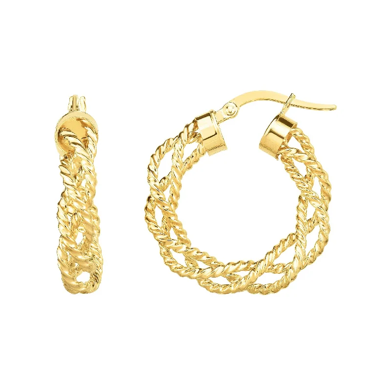 Hoop earrings with satin finishes for a smooth and elegant appearance-14K Gold Braided Twist Hoop Earring