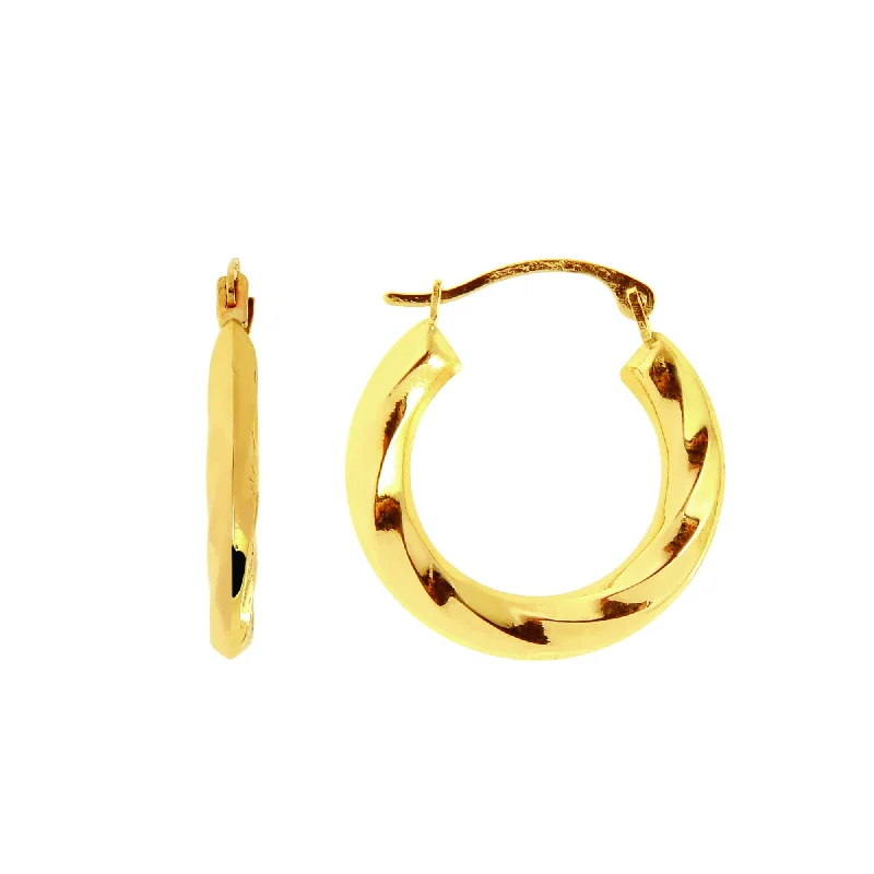 Hoop earrings with crescent moon shapes for a celestial and mystical appearance-14K Gold Chubby Polished Twist Back to Back Hoop Earring