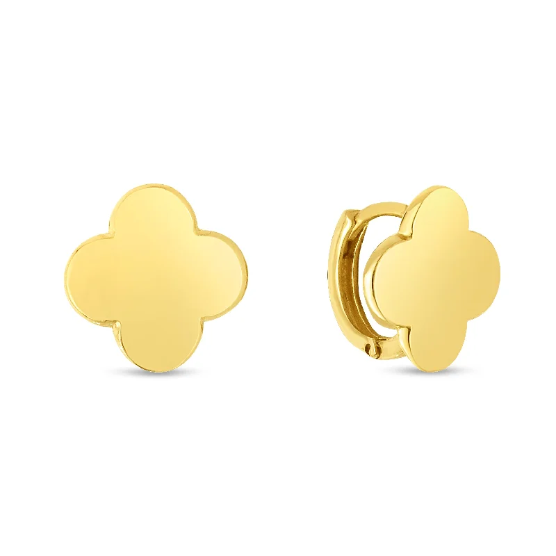 Best hoop earrings with blackened metal for an edgy and bold appearance-14K Gold Clover Earrings