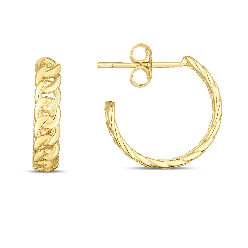 Hoop earrings with braided patterns for a detailed and textured finish-14K Gold Curb Chain C-Hoops