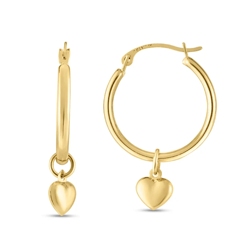 Best hoop earrings with lever-back closures for secure and easy wear-14K Gold Dangle Heart Drop Earring