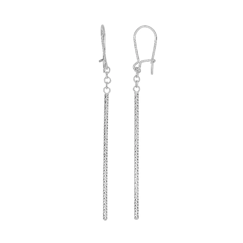 Hoop earrings with infinity loop designs for a continuous and eternal shape-14K Gold Diamond Cut Bar Linear Drop Earring