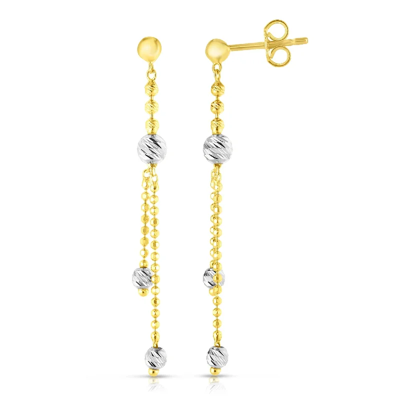 Best hoop earrings with oval shapes for a unique and elongated design-14K Gold Diamond Cut Bead Station Drop Earring