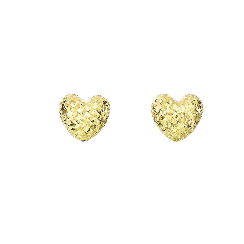 Best hoop earrings with sterling silver for an affordable and chic design-14K Gold Diamond Cut Heart Post Earring