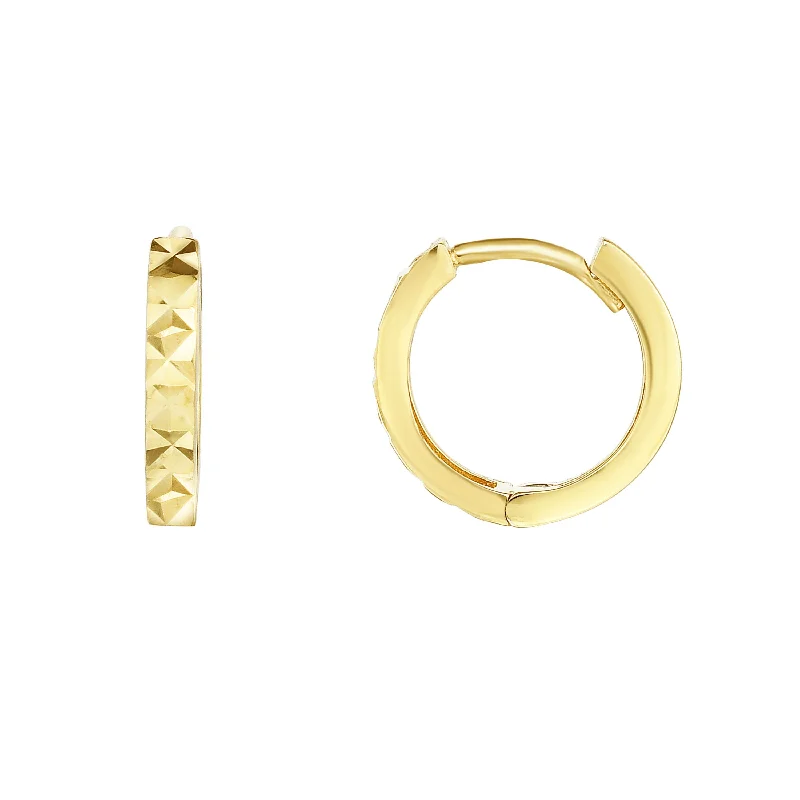 Best hoop earrings with asymmetrical designs for a fashion-forward, avant-garde look-14K Gold Diamond Cut Huggie Earring