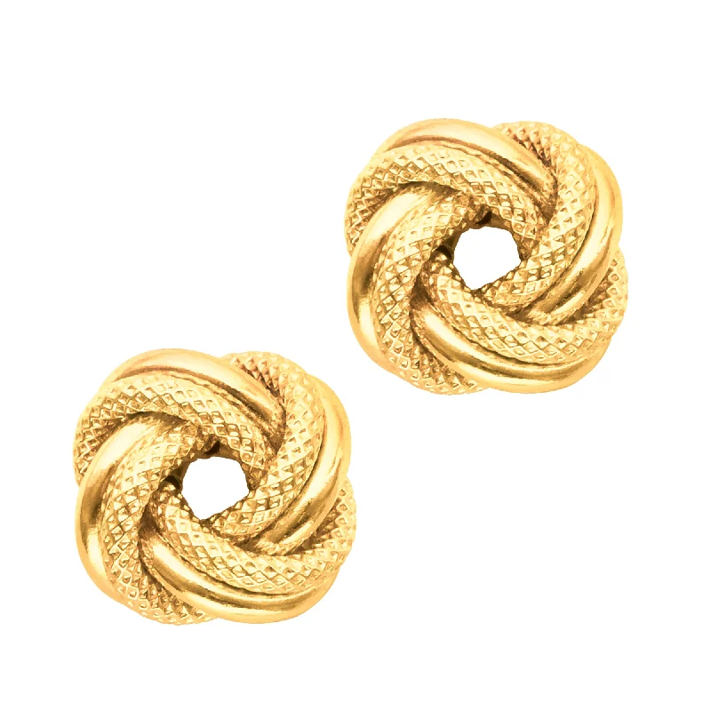 Best hoop earrings with cubic zirconia for a budget-friendly, dazzling look-14K Gold Diamond Cut & Polished Love Knot Stud Earring