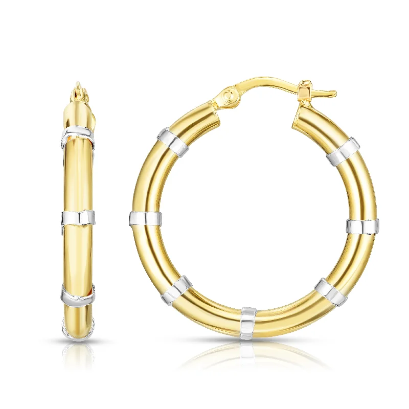 Best hoop earrings with Swarovski crystals for added sparkle and luxury-14K Gold Diamond Cut Station Hoop Earring