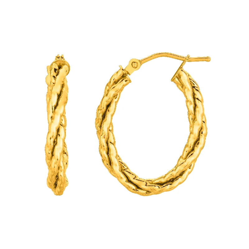 Hoop earrings with infinity loop designs for a continuous and eternal shape-14K Gold Double Row Oval Twist Hoop Earring