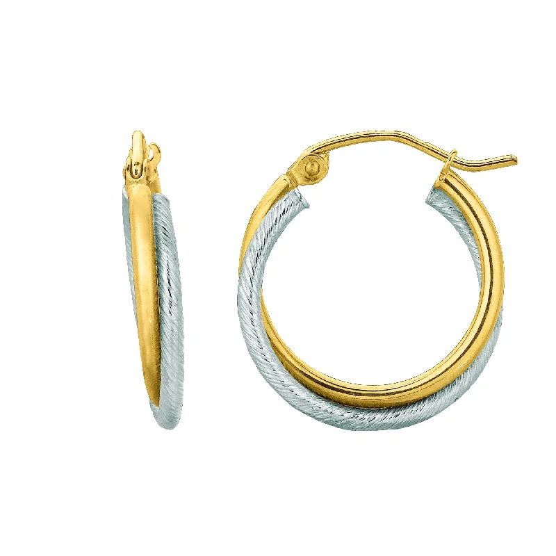 Hoop earrings with diamond-cut surfaces for added sparkle and shine-14K Gold Double Row Polished Hoop Earring