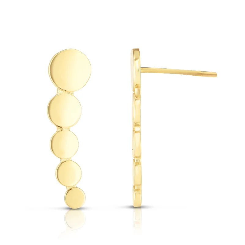 Hoop earrings with textured gold for a refined and sophisticated aesthetic-14K Gold Graduated Circles Ear Climber