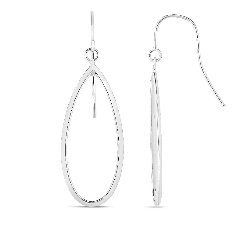 Hoop earrings with abstract wirework for an artistic, unique look-14K Gold Graduated Open Oval Dangle Earring