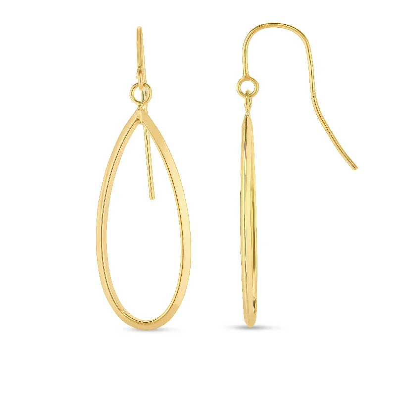 Hoop earrings with intricate designs for a unique and artistic appearance-14K Gold Graduated Open Oval Dangle Earring