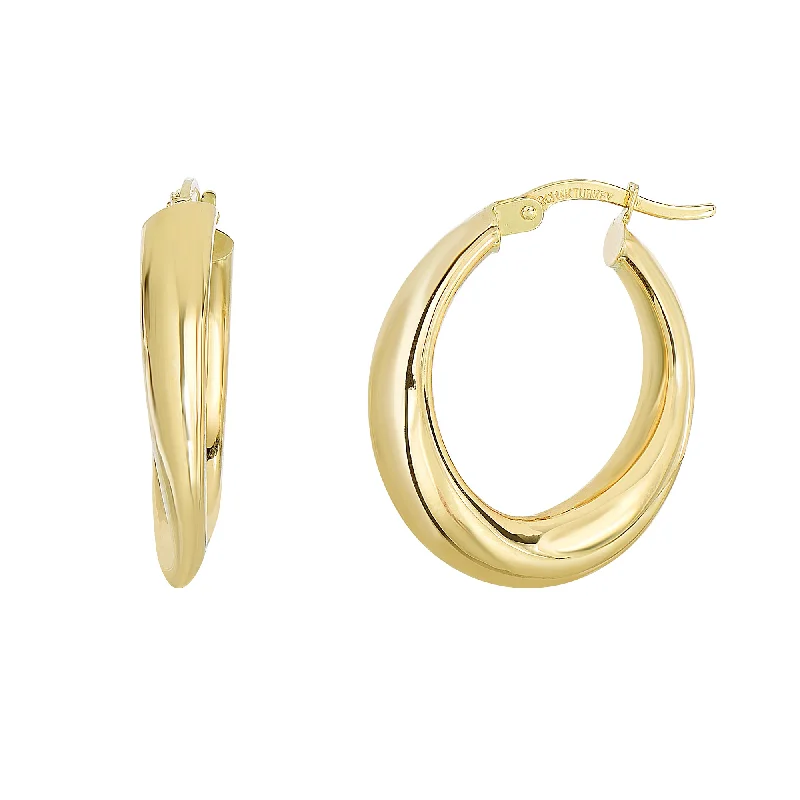 Best hoop earrings with delicate chain details for a trendy and stylish design-14K Gold Graduated Oval Hoop Earring