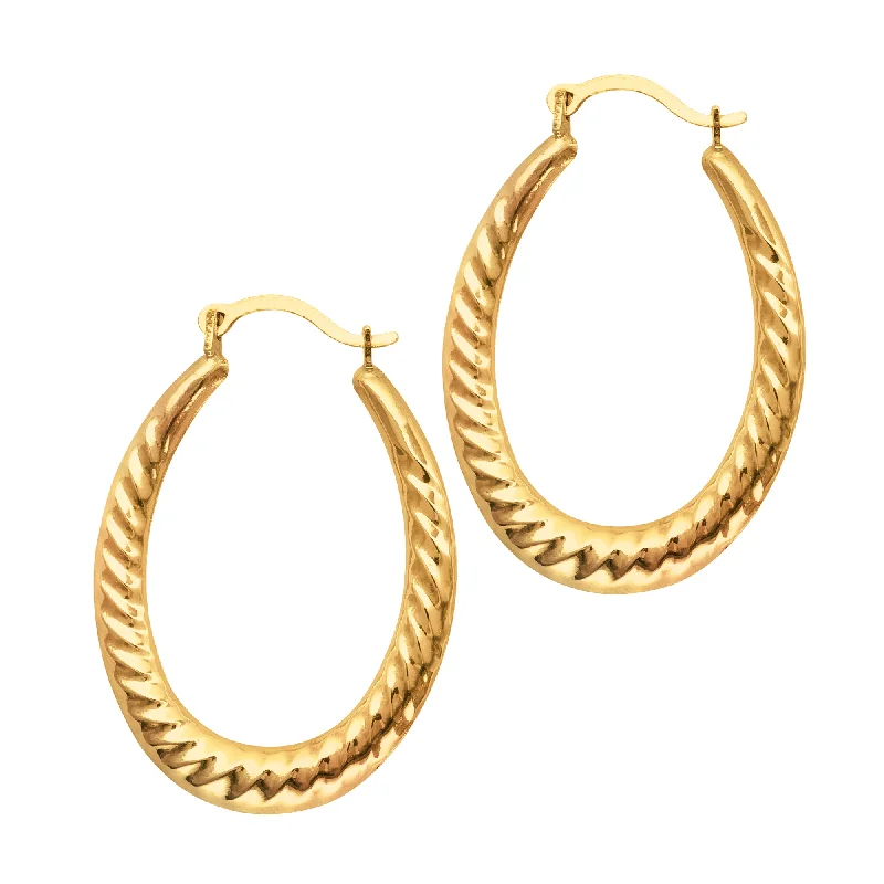 Best hoop earrings with baroque pearls for a luxurious and elegant vibe-14K Gold Graduated Oval Twist Back to Back Hoop Earring