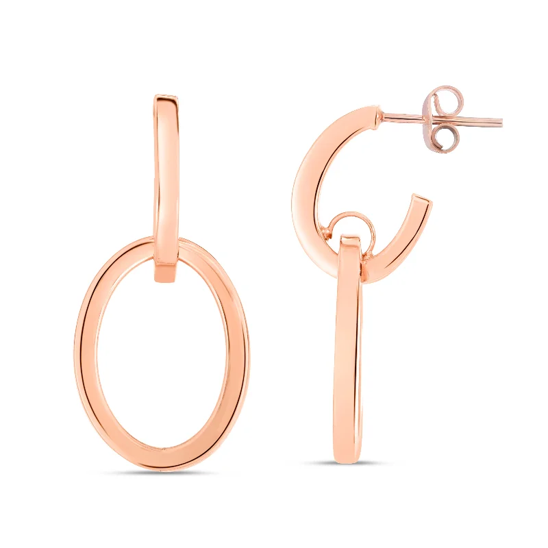 Hoop earrings with hammered copper for a warm and rustic aesthetic-14K Gold Interlocking Drop Hoops