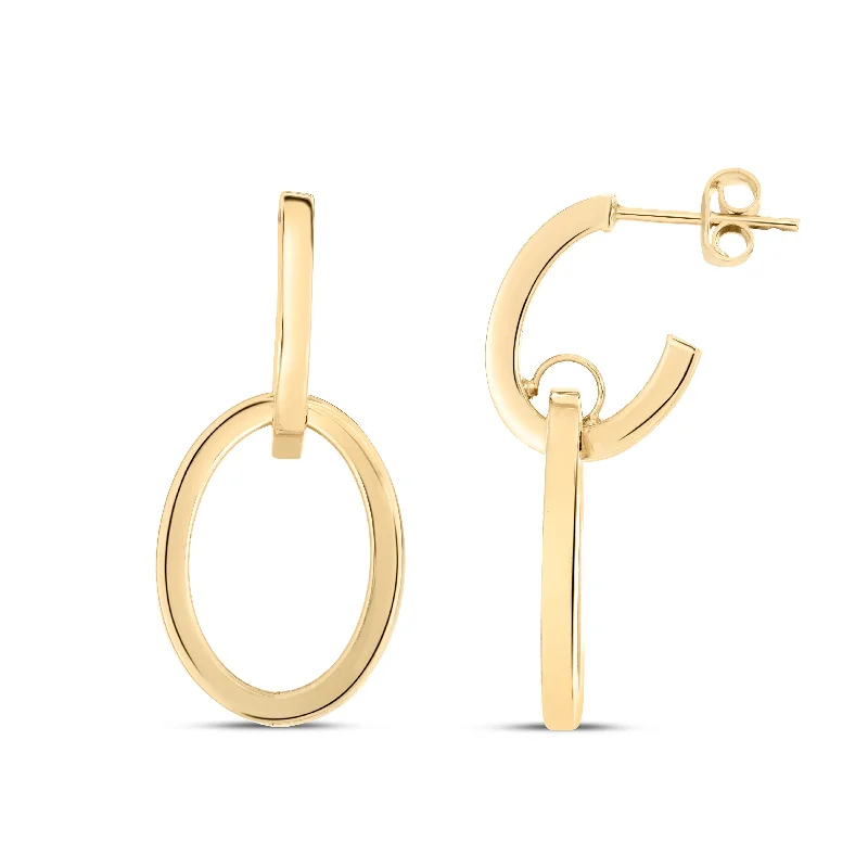 Best hoop earrings with geometric triangle shapes for a modern, chic design-14K Gold Interlocking Drop Hoops