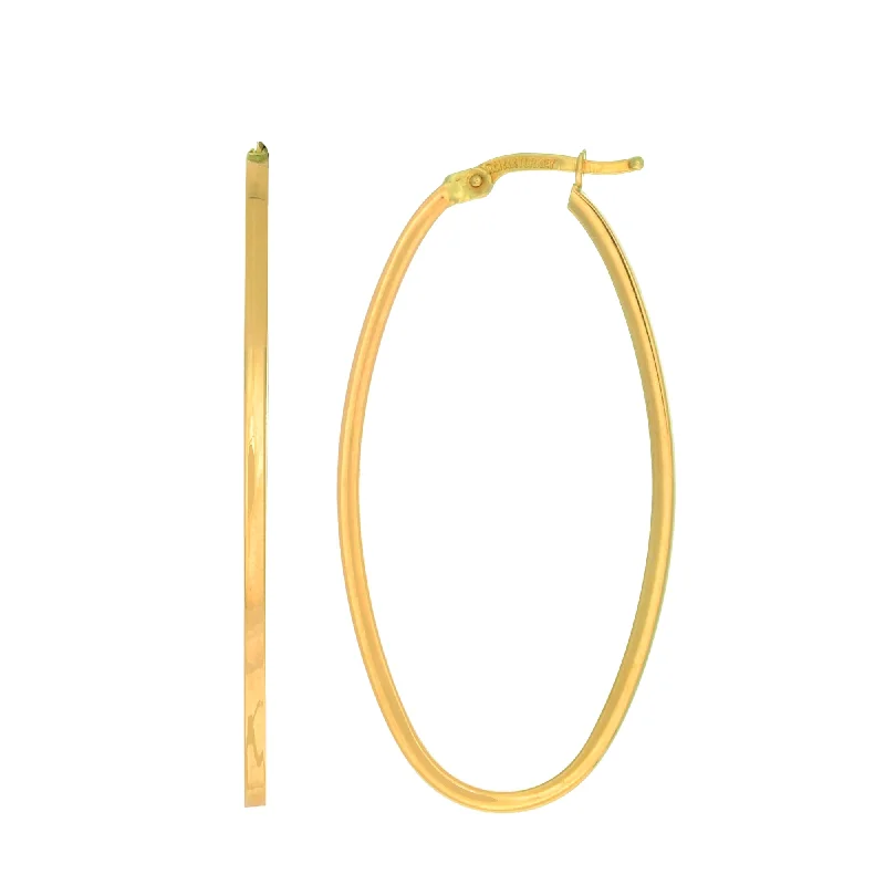 Hoop earrings with polished silver finish for a shiny, modern appeal-14K Gold Large Oval Hoop Earring