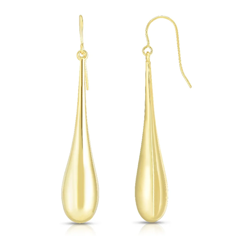 Best hoop earrings with twisted rope designs for a nautical-inspired style-14K Gold Large Polished Graduated Tear Drop Earring