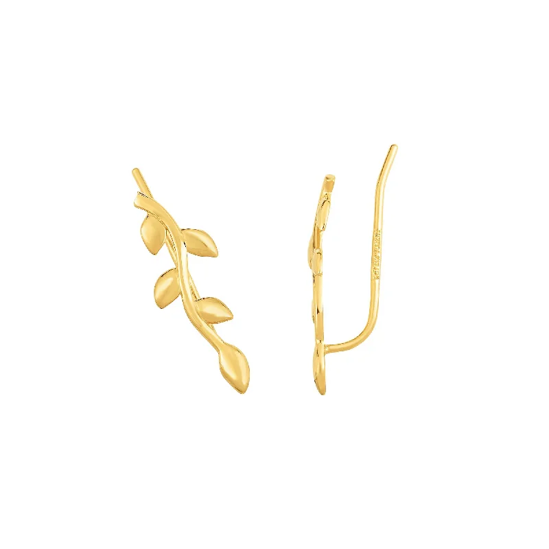 Best hoop earrings with marbled designs for a trendy and artistic effect-14K Gold Leaf Ear Climber