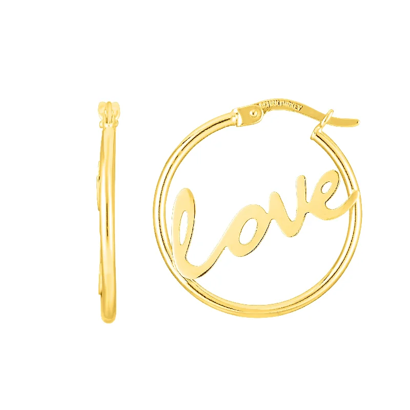 Best hoop earrings with butterfly motifs for a playful and whimsical appearance-14K Gold Love Hoop