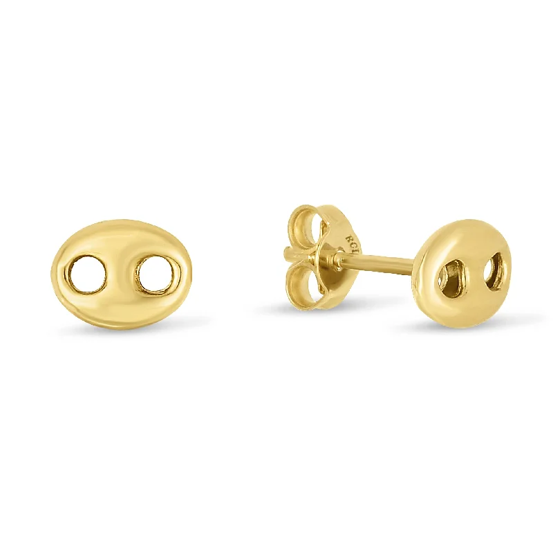 Best hoop earrings with butterfly motifs for a playful and whimsical appearance-14K Gold Mariner Link Button Earrings