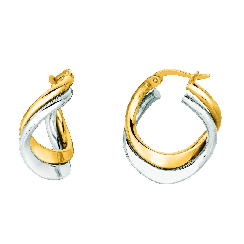 Hoop earrings with artistic filigree designs for an intricate, delicate finish-14K Gold Mini Freeform Double Hoop Earring