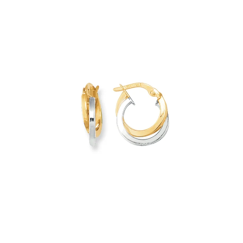 Hoop earrings with removable pendants for a versatile and customizable accessory-14K Gold Mini Polished Double Hoop Earring