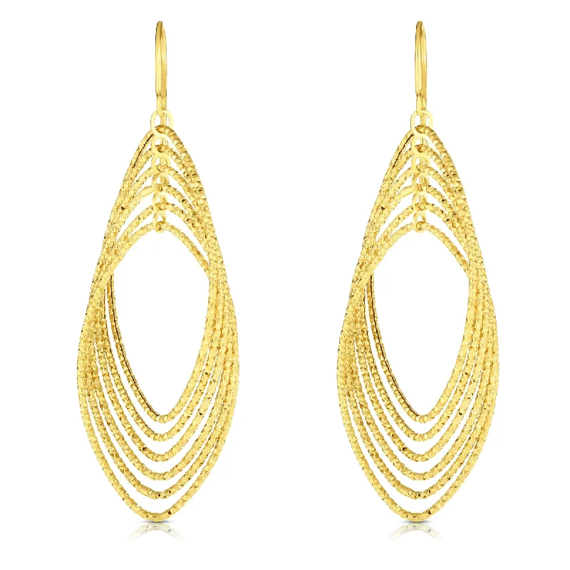 Hoop earrings with textured gold for a refined and sophisticated aesthetic-14K Gold Multi-Layered Dangle Earring