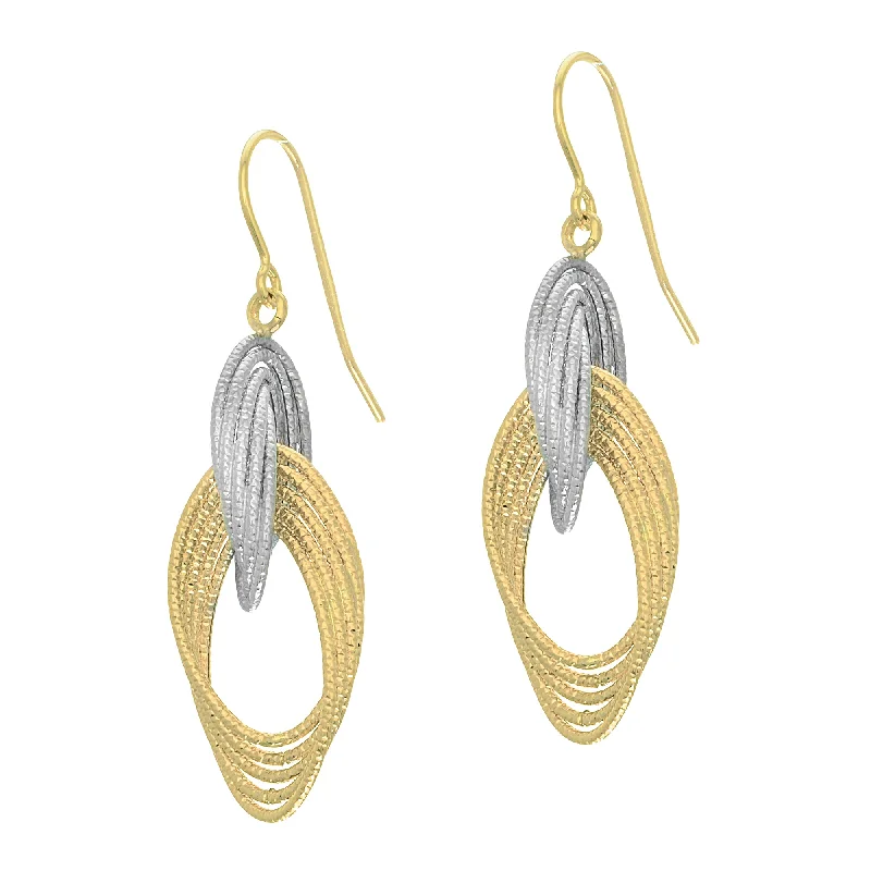 Hoop earrings with circle designs for a classic and timeless shape-14K Gold Multi Row Textured Dangle Earring