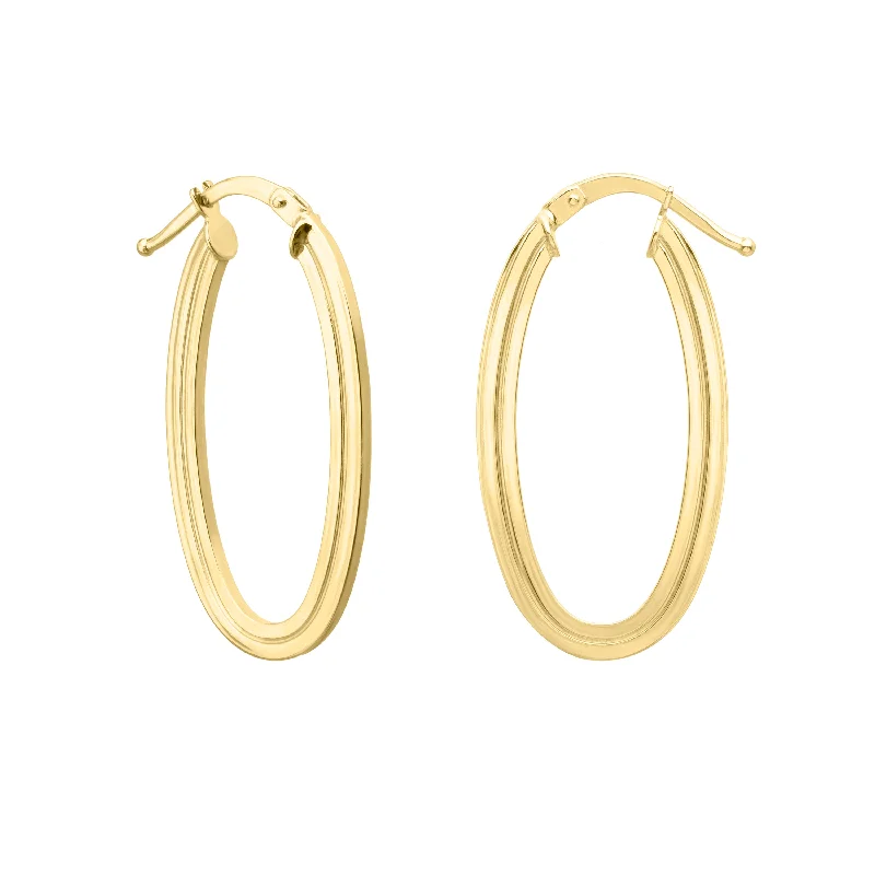 Hoop earrings with dangling charms for a playful and fun look-14K Gold Oval Concentric Hoops