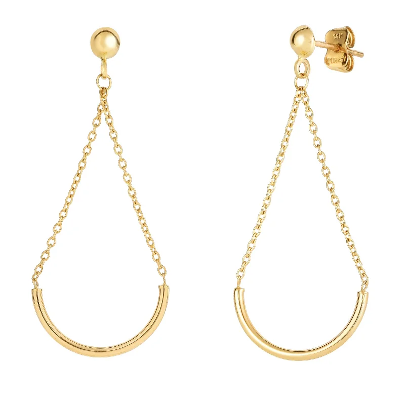 Hoop earrings with circle designs for a classic and timeless shape-14K Gold Polished Curved Bar Drop Earring