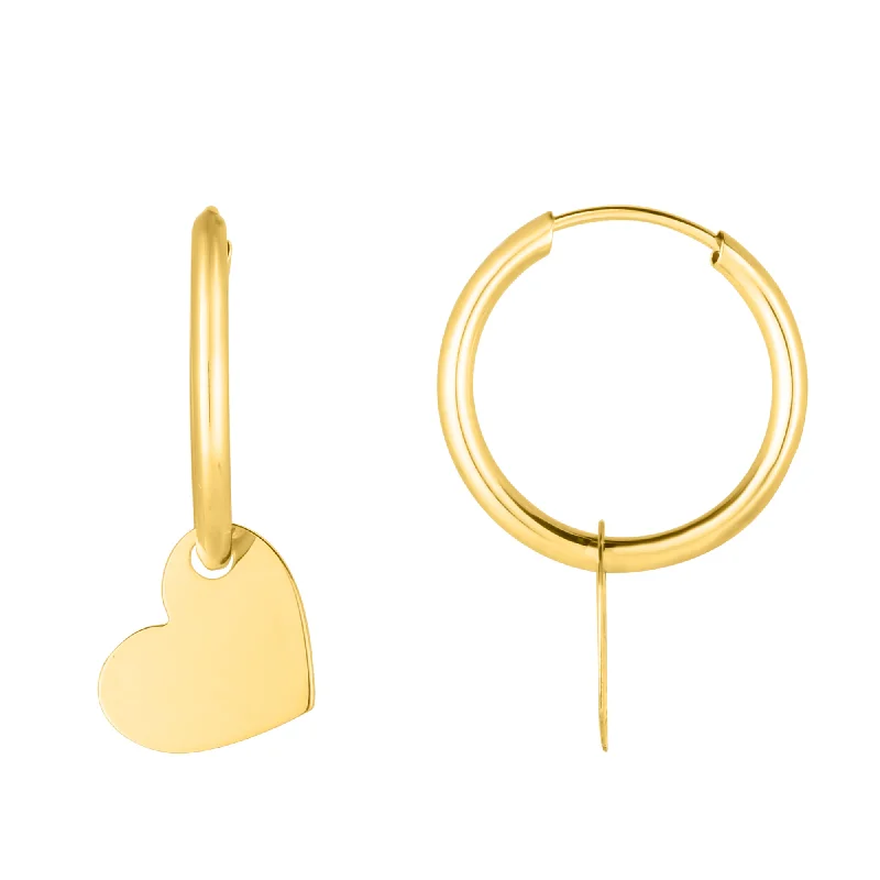 Best hoop earrings with detachable studs for a versatile and adjustable accessory-14K Gold Polished Heart Dangle Hoop