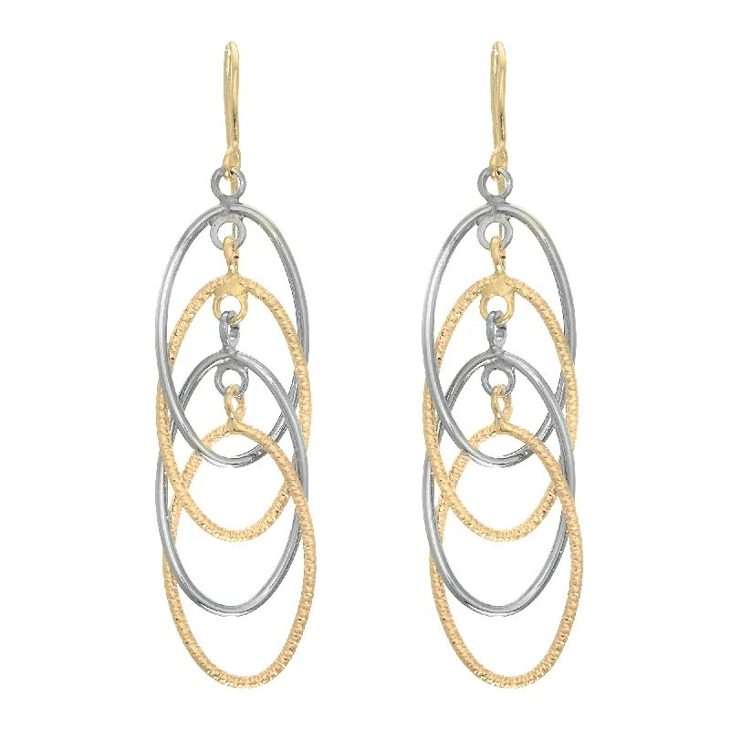 Hoop earrings with colorful beads for a fun and playful vibe-14K Gold Polished Interlocking Oval Dangle Earring