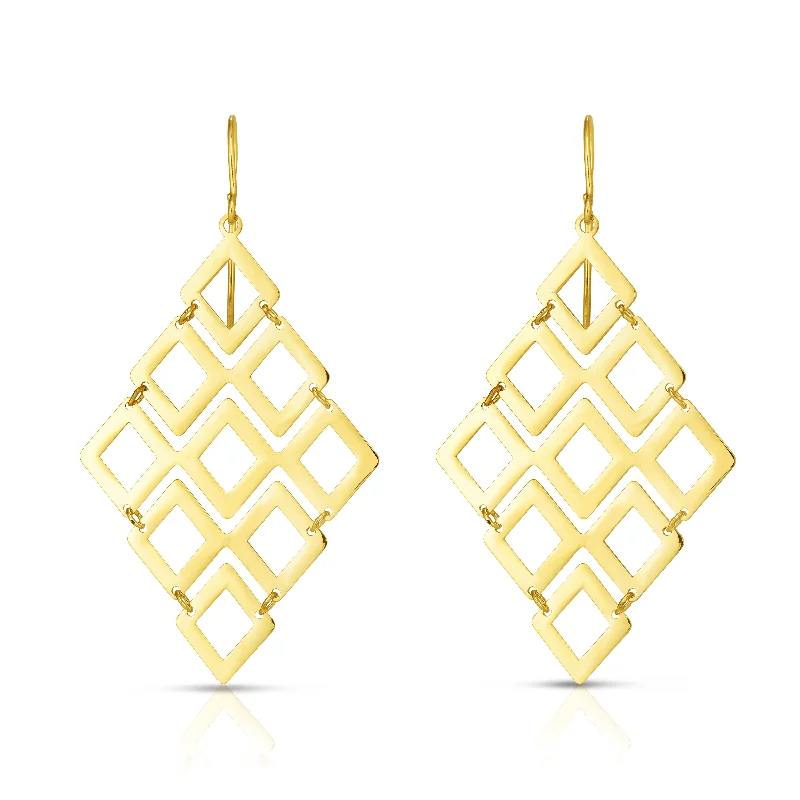 Hoop earrings with multi-tone finishes for a colorful and layered effect-14K Gold Polished Kite Shape Chandelier Earring