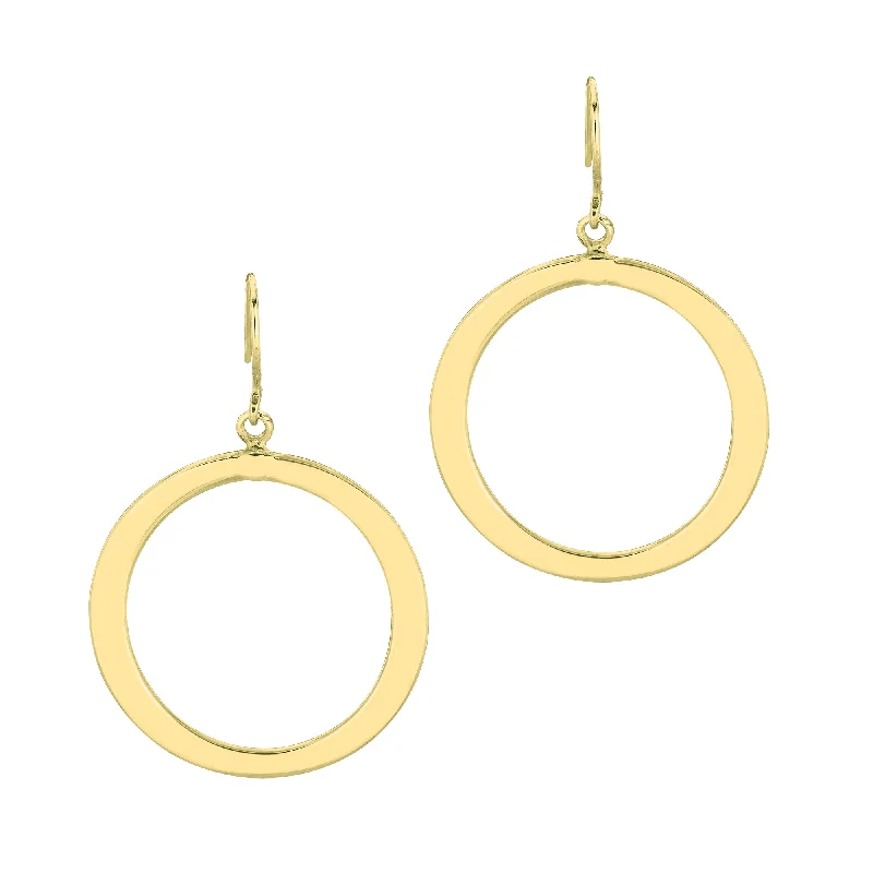 Small hoop earrings for a delicate and understated everyday wear-14K Gold Polished Open Circle Dangle Earring