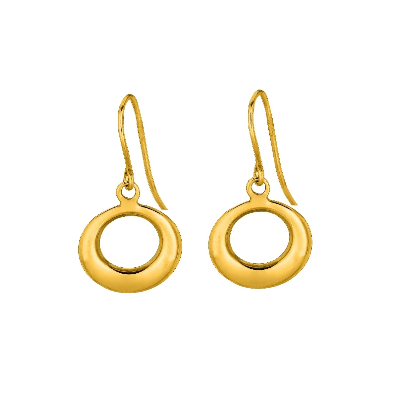 Best hoop earrings with Swarovski crystals for added sparkle and luxury-14K Gold Polished Open Circle Drop Earring