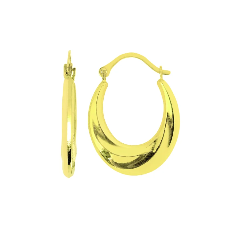 Hoop earrings with resin accents for a bold and colorful design-14K Gold Polished Oval Back to Back Hoop Earring