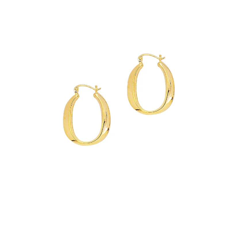 Best hoop earrings with vintage-style detailing for a nostalgic and timeless look-14K Gold Polished Oval Back to Back Hoop Earring