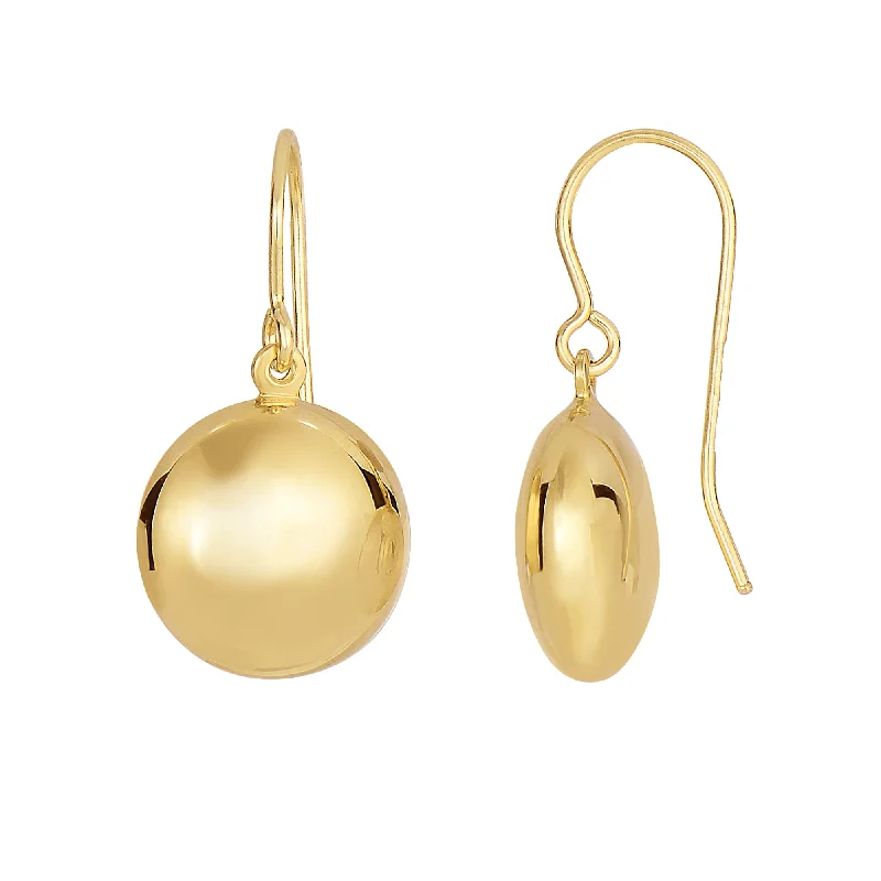 Hoop earrings with hearts for a sweet and romantic gesture-14K Gold Polished Round Drop Earring