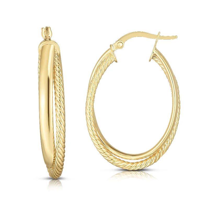 Hoop earrings with a matte black finish for a sleek, edgy vibe-14K Gold Polished & Twist Hoop Earring