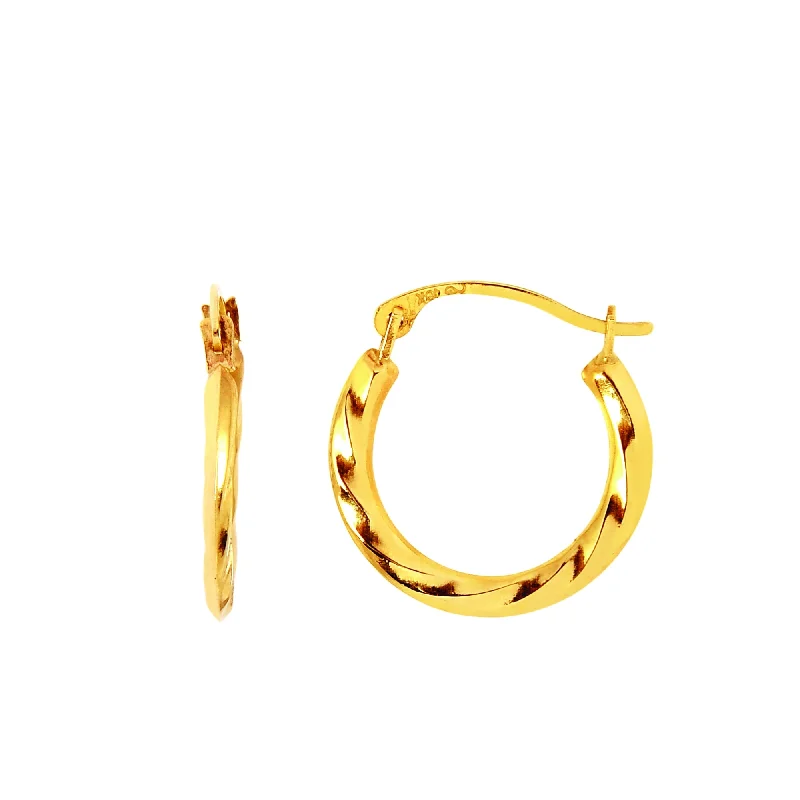 Best hoop earrings with intricate beaded details for a textured, stylish appearance-14K Gold Polished Twisted Back to Back Hoop Earring