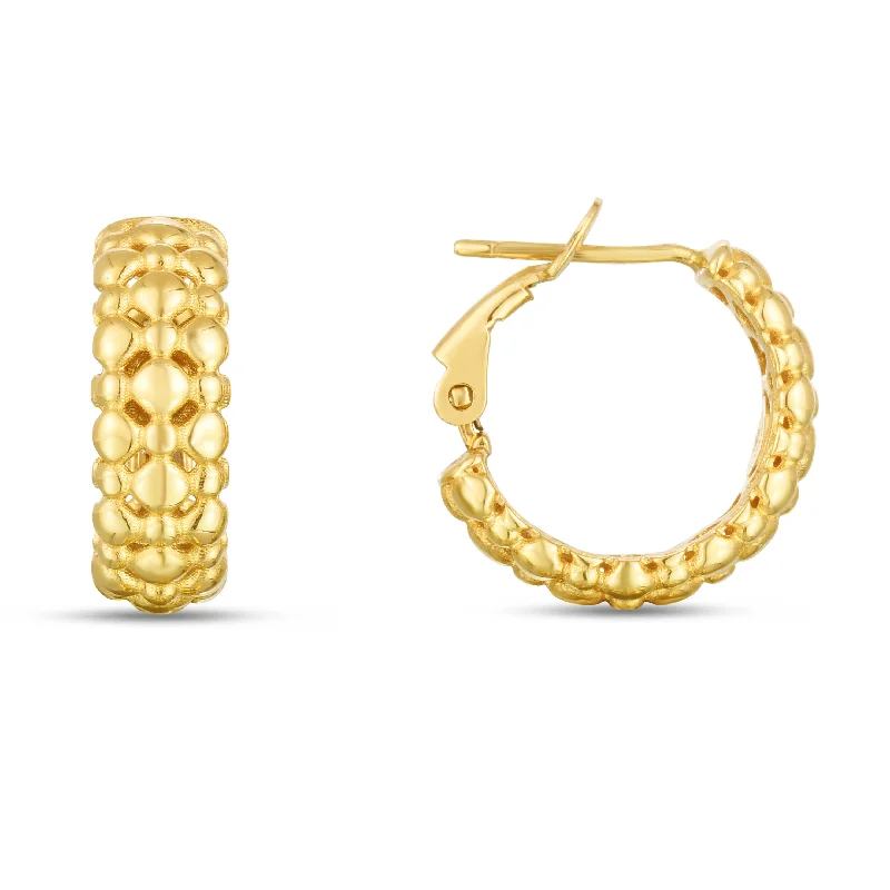 Best hoop earrings with minimal embellishments for a sleek and modern look-14K Gold Puffed Bead Hoops