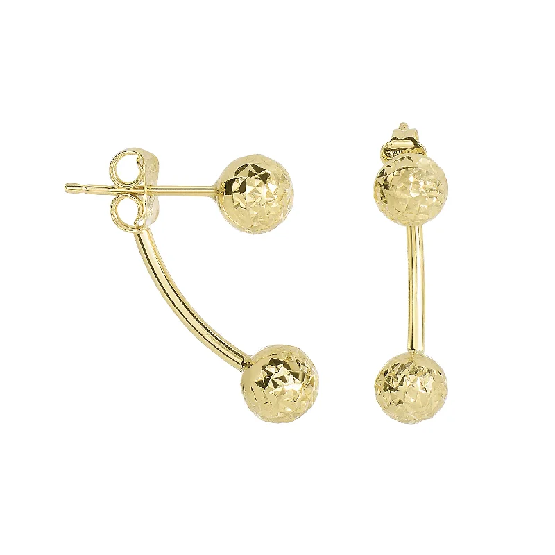 Hoop earrings with dangling charms for a playful and fun look-14K Gold Small Diamond Cut Front to Back Earring